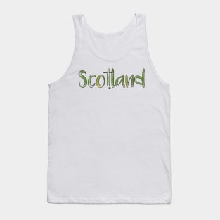 SCOTLAND, Green and Yellow Tartan Style Design Tank Top